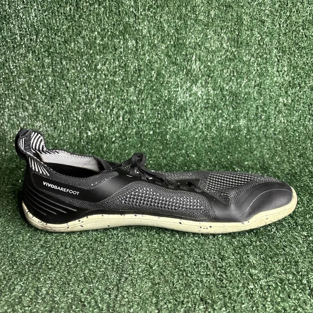 Vivobarefoot Geo Racer Knit Sneakers Black White Mens EU 45 / US 12 Eco Friendly